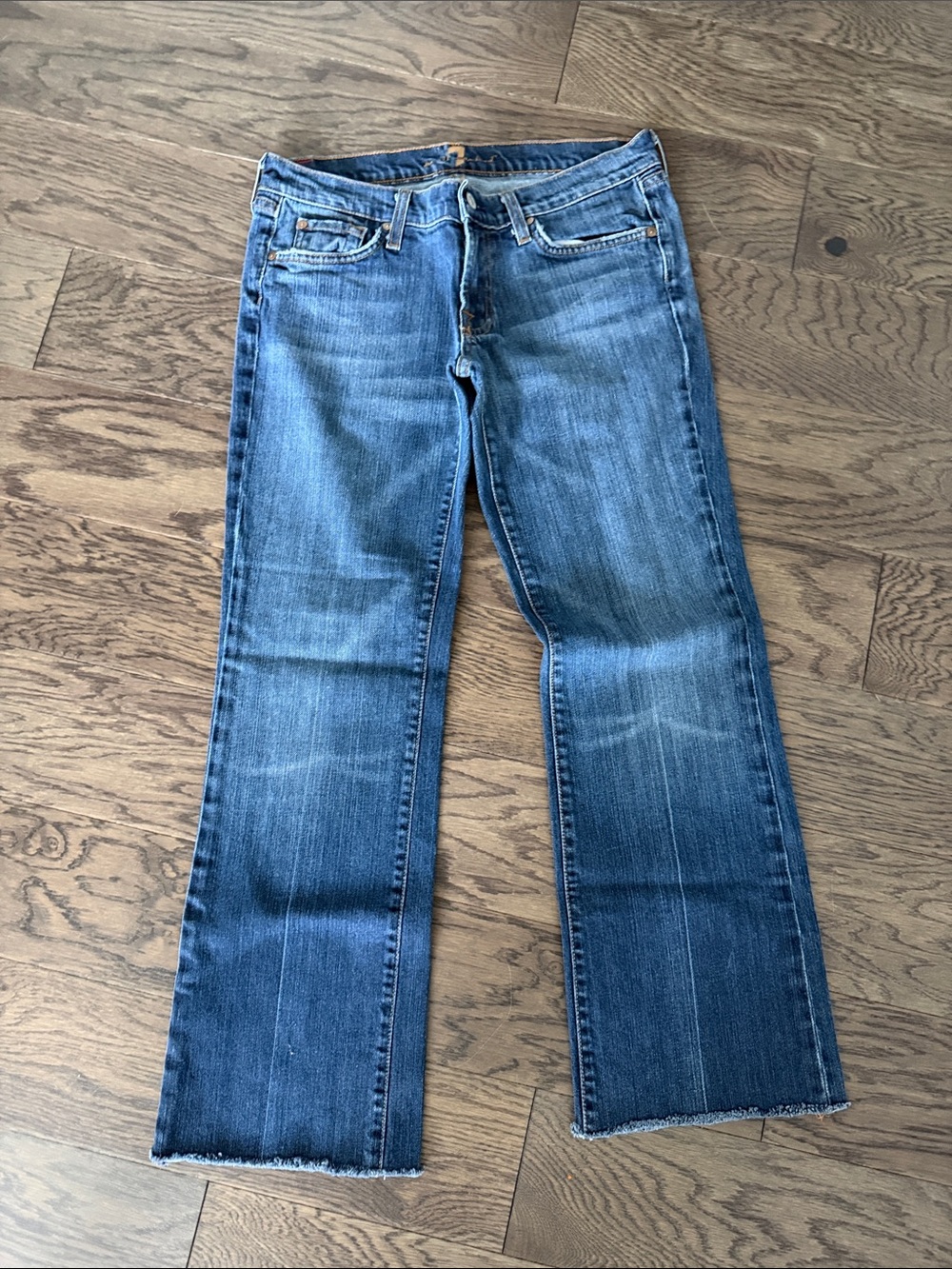 7 For All Mankind Blue Flare Jeans - Medium Wash